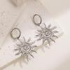 Stainless Steel Hammered Spiral Sun Pendant Necklace & Titanium Clavicle Chain Ring Set