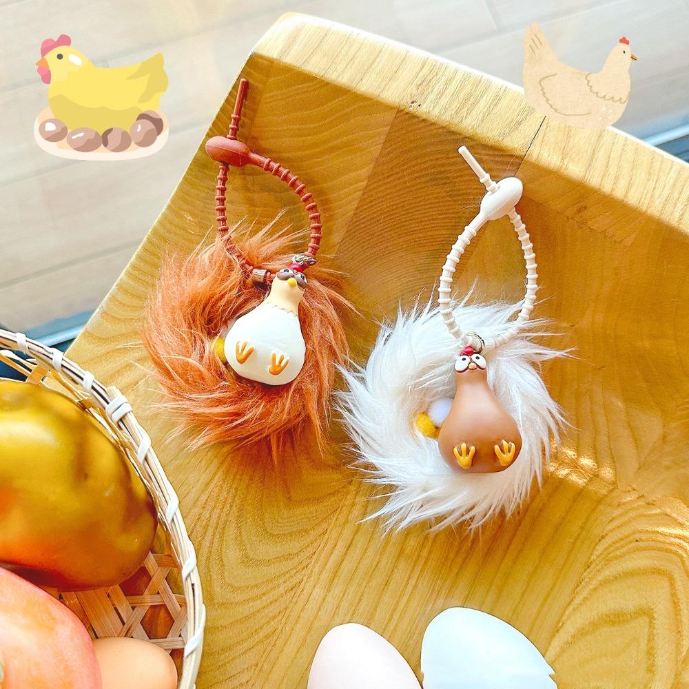 

Мультяшный плюшевый брелок для ключей с курицей кудахтанье, креативный плюшевый кулон с курицей, брелок для ключей с гнездом для кур white