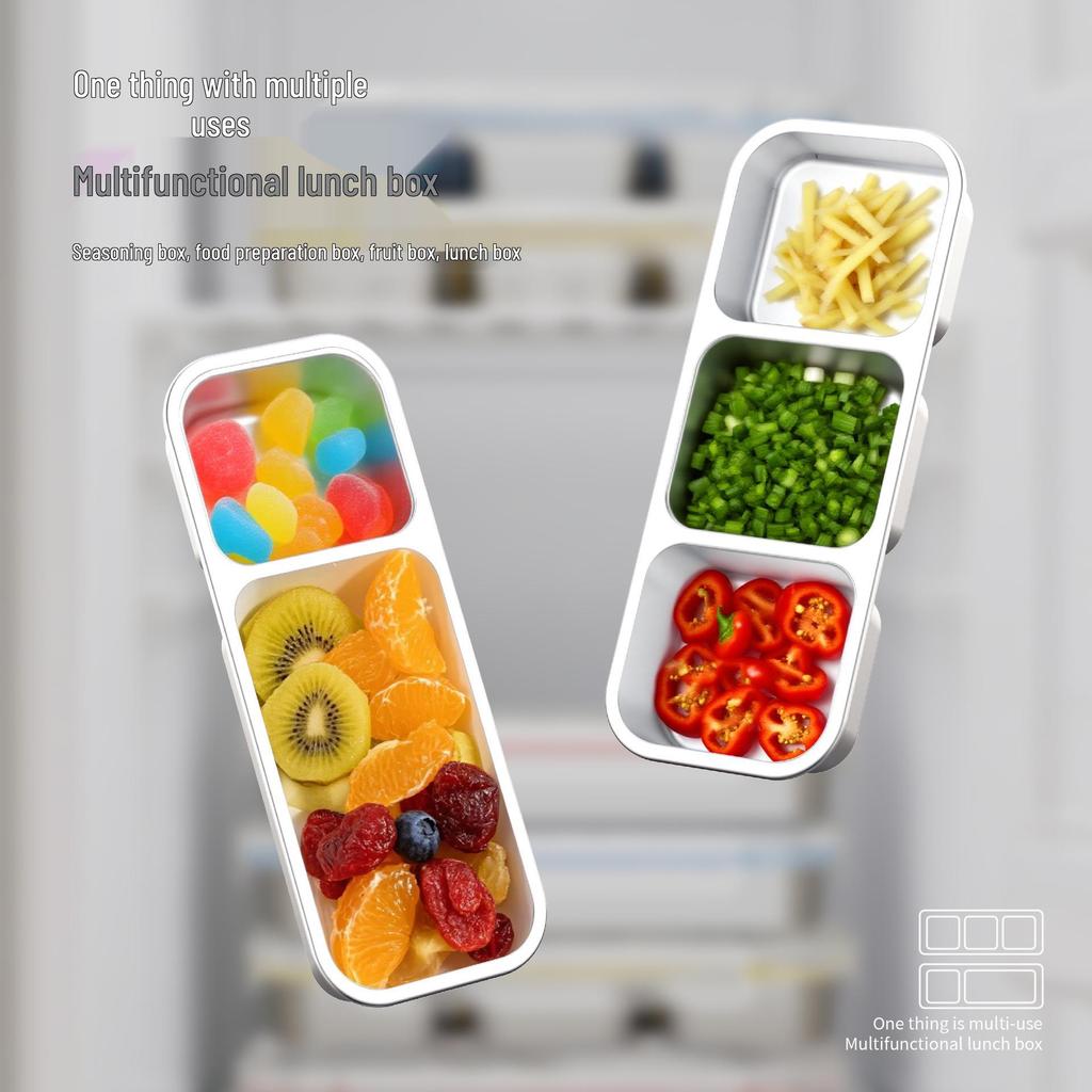 304 Stainless Steel Bento Box with Compartmented Sealing, Fat-Reducing Design, and Flavor-Protecting Features for Refrigerator/Freezer Use.