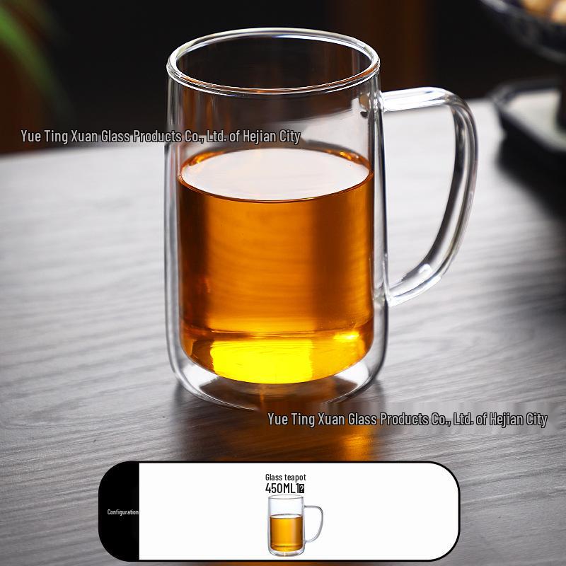 Double-Layer Glass Teapot with Infuser - Anti-Scald, Single-Serve Tea Set for Home or Office