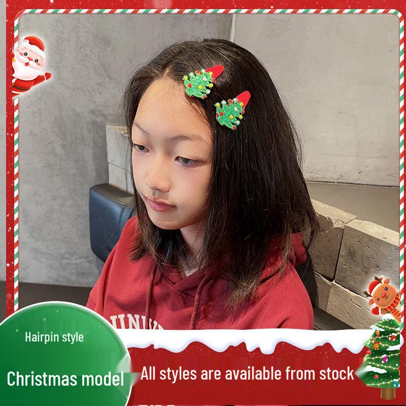 Festive Christmas Tree & Snowman Hair Clip for Kids