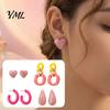 Multi Style Earring Variety Pack 4 Pairs Chunky Statement Earrings for Women, Geometric Hollow Chain, C-shape Boho Chic Jewelry Accessories
