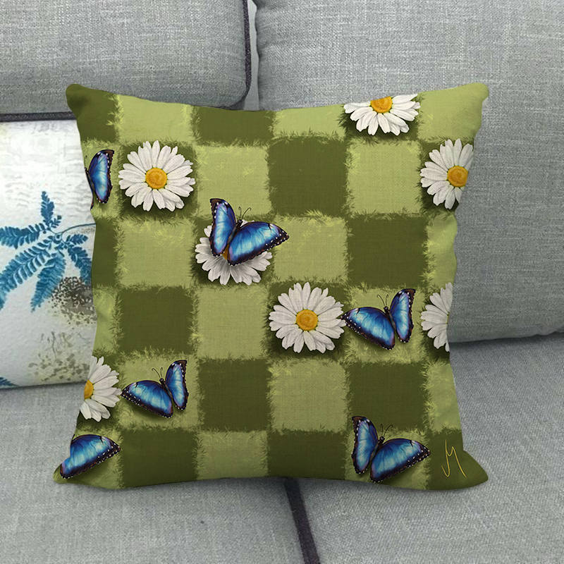 Colorful Butterfly Cartoon Insect Animal Digital Printing Short Plush Pillow Covers For Car Sofa Office Cushion Cover Home Goods