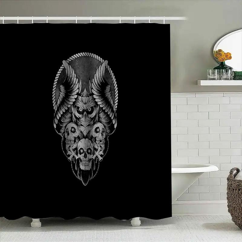 Gotischer Raben Duschvorhang Halloween Dunkler Wald Vögel Waschbar Badezimmer Dekor Vintage Gruselig Wohnaccessoire Wandteppich