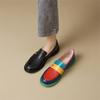 Fashion NEW Spring Women Shoes Fashion Rainbow Shoes Women Loafers Round Toe Chunky Shoes for Women Versatile Women Pumps Zapatos Mujer