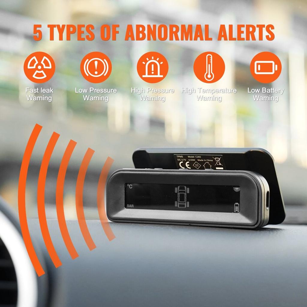 RV Tire Pressure Monitoring System Real Time Solar Trailer TPMS 4 Sensors