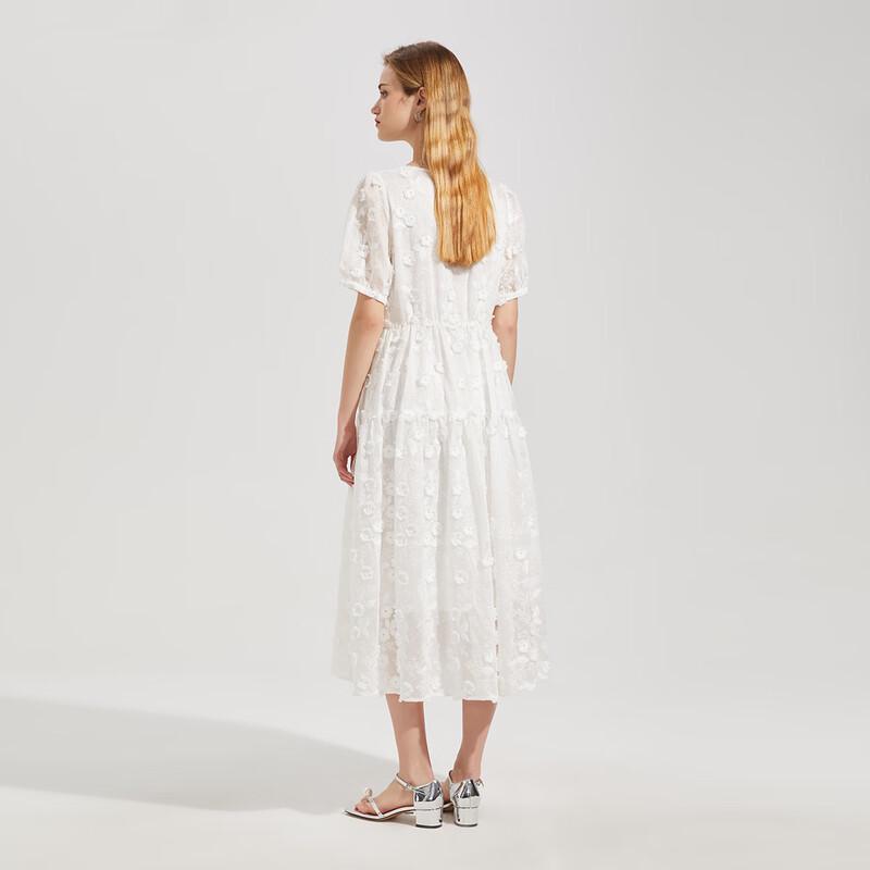 TaTu Women's Embroidered Short-Sleeve Mid-Length Dress