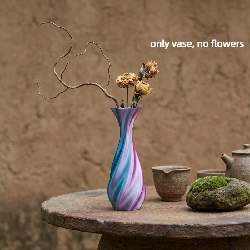 3D Printed Gradient Flower Vase Unique Twisted Design Modern Vase for Living Room Coffee Table Floral Arrangement Decor
