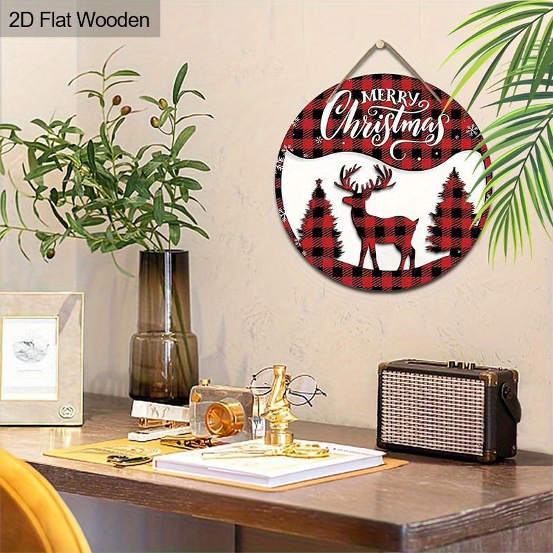 Weihnachtsdekorationsschild, hängende Innendekorationen, 2D flache Holzprodukte mit dem Muster eines Elchs, Weihnachtsgeschenke für Freunde und Familie