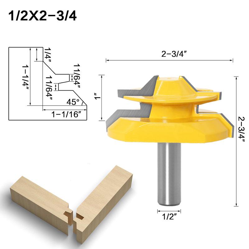 1/3pc Lock Miter 45 Degree Glue Joint Router Bits Glue Joint Set Woodworking Cutter Tenon Cutter for Woodworking Tools 12mm 1/2inch Shank