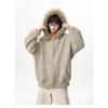 Unisex American Retro Faux Fur Collar Striped Hooded Jacket - Versatile Loose Cardigan for Autumn/Winter