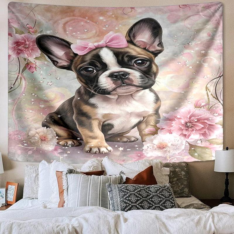 Cartoon Bulldog Stars  Tapestry Room Decoration Wall Hanging for Living Room Bedroom, dormitory, Birthday and Christmas gifts