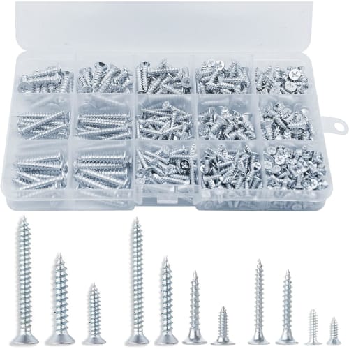 Iwamatu Wood Screws, Cross Recessed Countersunk Head Wood Screw Set, 485g, Stainless Steel, Self-Tapping Screws, Truss Head Tapping Screws, Screw Nail