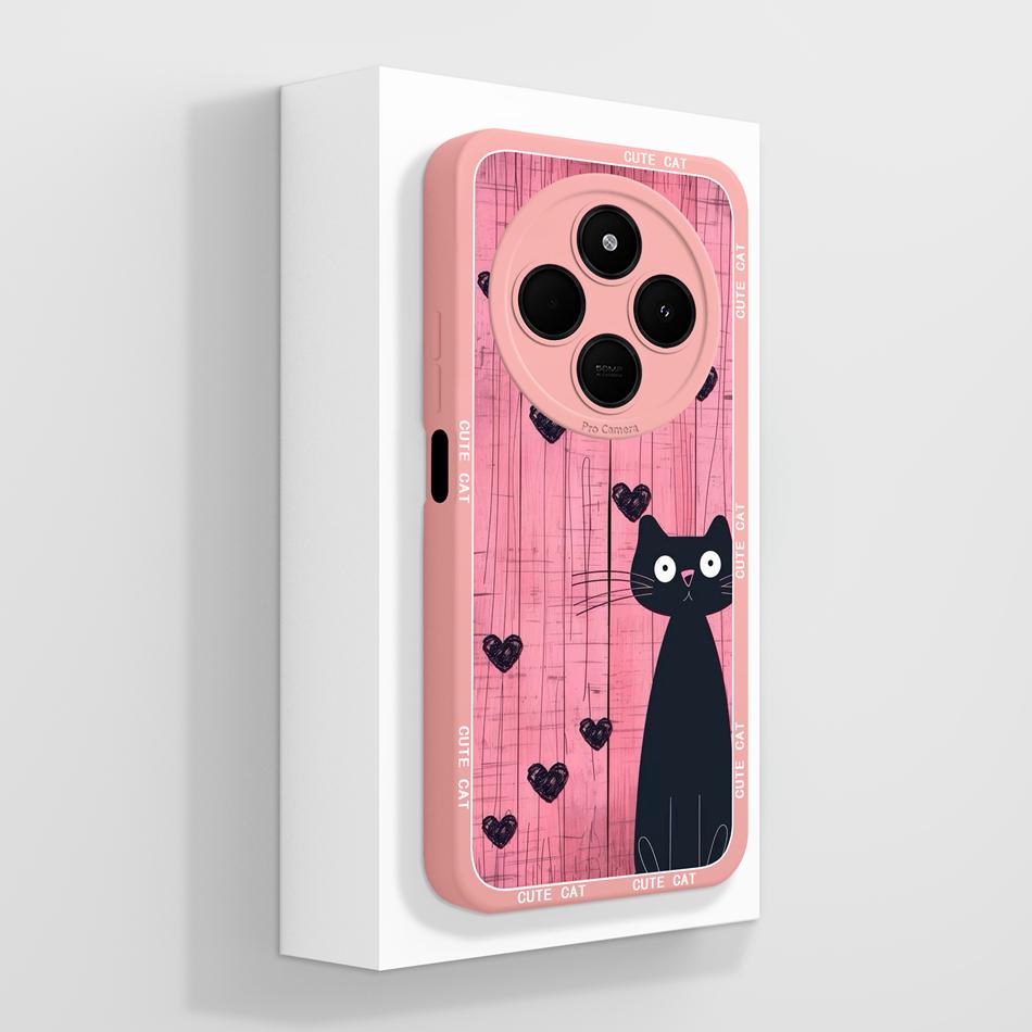 Per Custodia Telefono POCO C75 Carino Cuore Gatto Morbido Silicone Liquido Cover Posteriore Per Xiaomi Poco C 75 Protezione Completa Anti Caduta Funda Capa