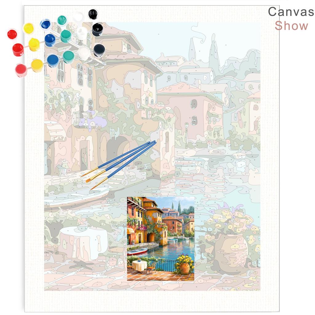 RUOPOTY Acrylic Oil Painting By Numbers Town Landscape Unique Gift On Canvas Wall Art Picture By Numbers Seaside For Living Room