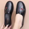 Shoes Spring and Autumn Middle-aged Comfortable Leather Shoes Flat-soled Elderly Non-slip Spring Soft-soled Black Women's Single Shoes