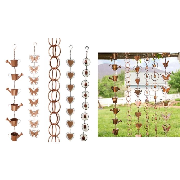 Catena decorativa in metallo per la raccolta dell'acqua piovana, per grondaie, uso esterno, decorazioni da giardino.