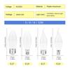 LED Candle Lamp Bulb E27 E14 Base 220V 3W to 12W 3000K 4000K 6000K Temperature Home Decorative Lighting Energy Saving