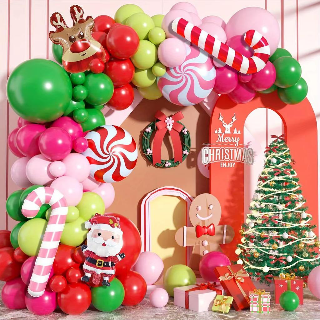 113pcs Christmas Balloon Wreath Set Suitable for Christmas Birthday Party and Other Scenes Indoor and Outdoor Decoration