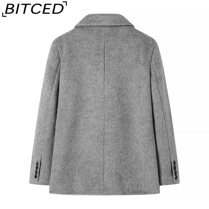 BITCED Fashionable Oversized Collar Wool Fleece Coat for Women Spring/Fall Single-Breasted Long-Sleeve Elegant Coat