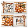 4pcs Fall Thanksgiving Pillow Cover Pumpkin Design Thanksgiving Linen Cushion Cover Happy Autumn Thanksgiving Holiday Decoration
