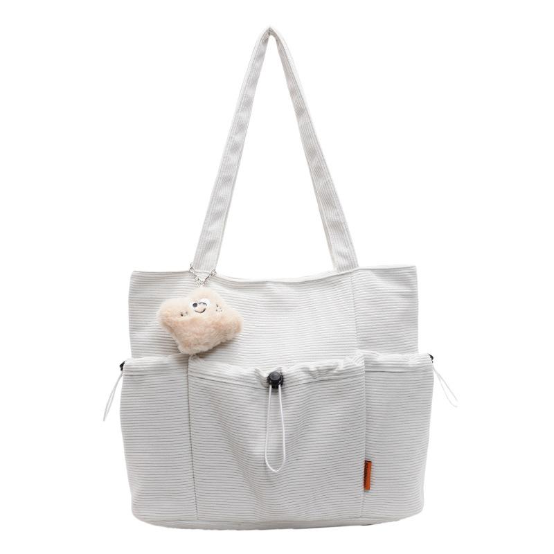Large Capacity Handbag Student Class Commuter Corduroy Bag Women's Shoulder Tote Bag
