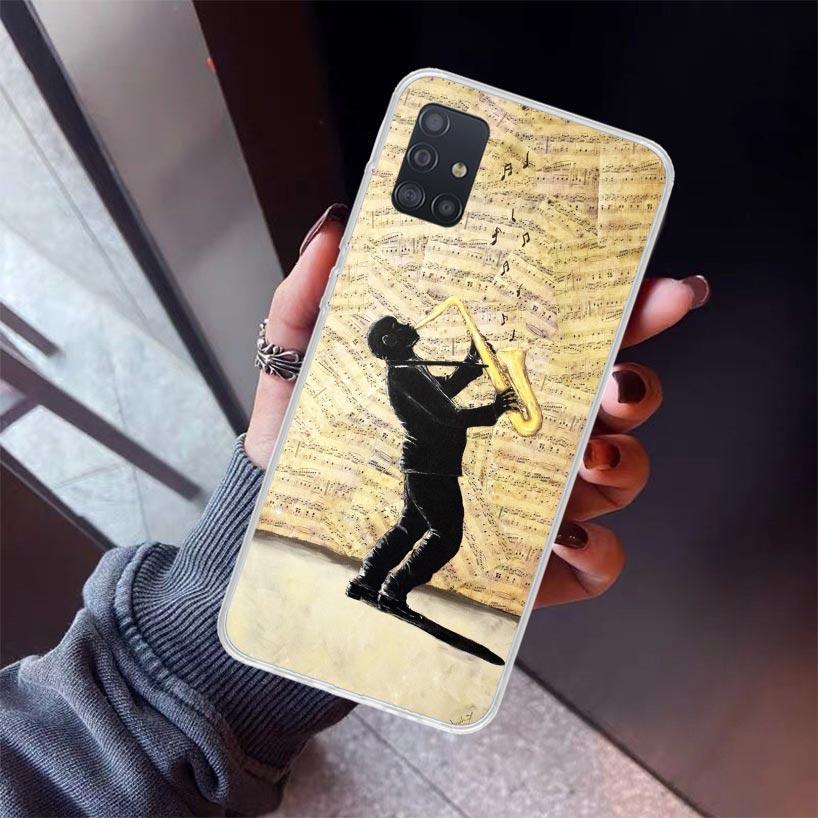 Music Saxophone Instrument Phone Case For Samsung Galaxy A52 A51 A50S A32 A22 A12 A02S A72 A71 A31 A70 A30S Note 20 Ultra 10 Plu
