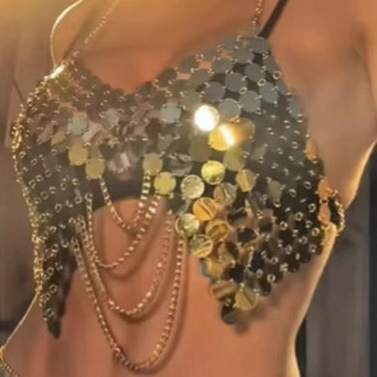 

L6175Y Сексуальное платье-комбинезон из пайеток, акрила и металлической цепочки One Size