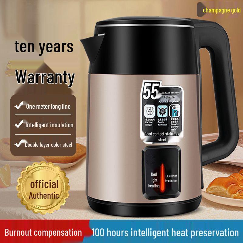 Smart 304 Stainless Steel Electric Kettle, Double-Layer, Anti-Scald, Rapid Boil, Durable Insulation, Constant Temperature Control.