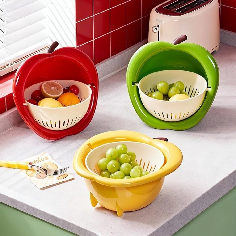 Quick Draining Kitchen Drain Basket Double Layer Strainer Basket New Fruit Washer Bowl  Kitchen Use