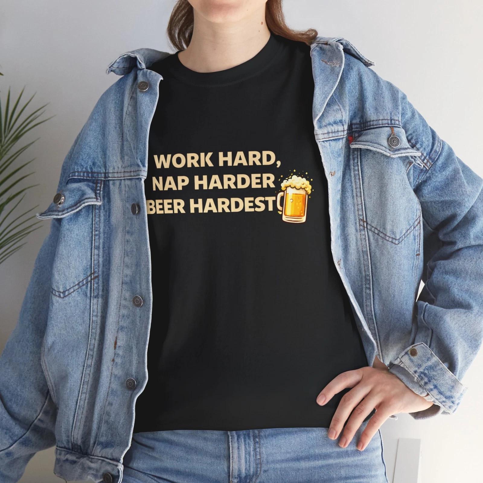 Work Hard Nap Harder Beer Hardest Children s Children s T Children s T-shirt | Beer Emoji Tee 130