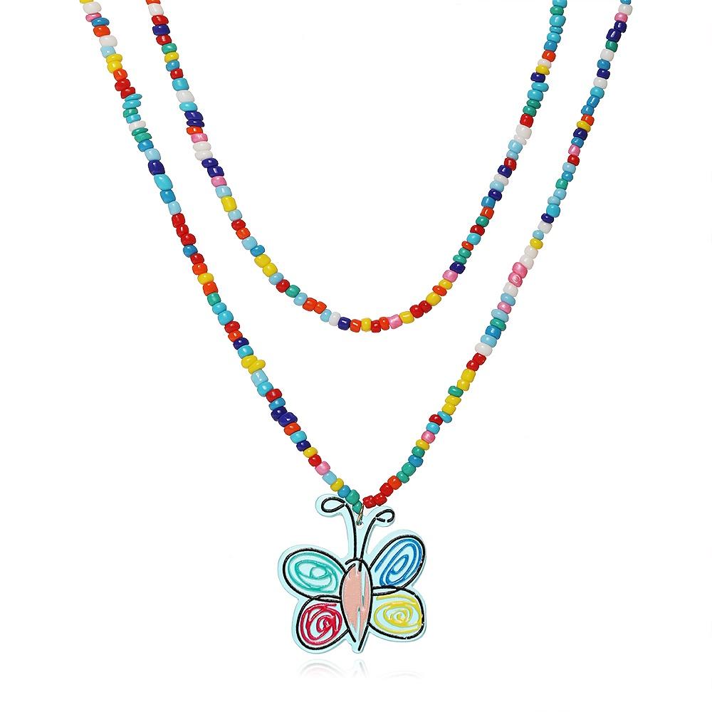 IF ME Beads Multilayer Necklace Butterfly Flower Choker Women Jewelry Accessories