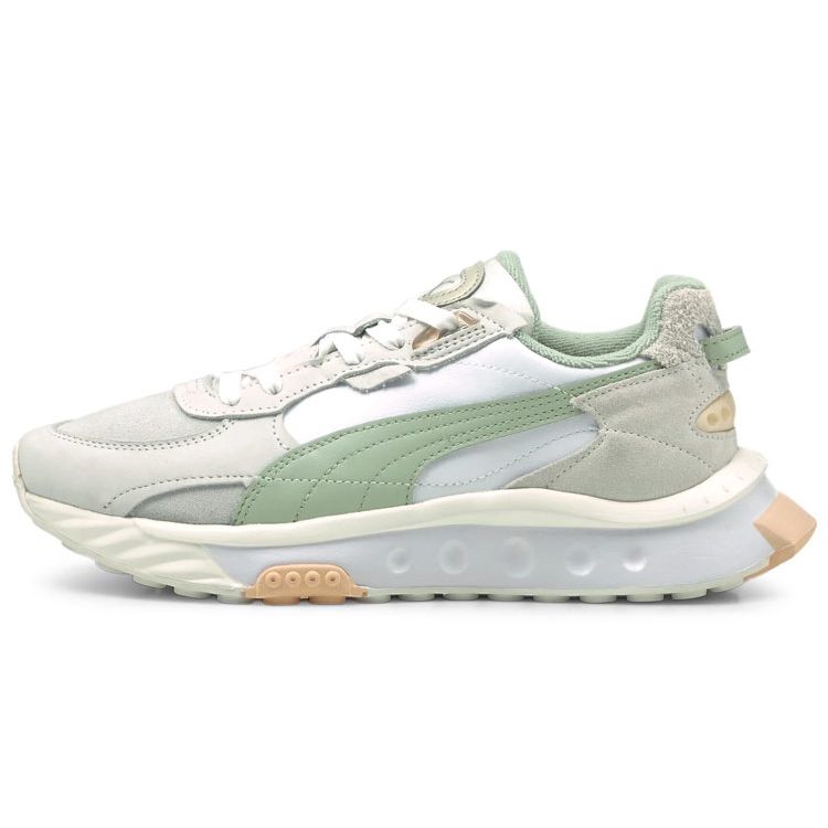 Puma Wild Rider Prm Shock Absorbing Durable Low-Top Training Shoes Women sneaker White Gray Green 381899-01