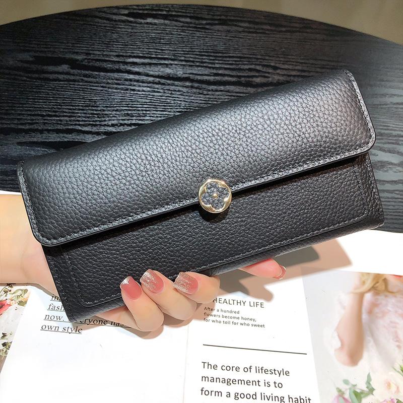 

2024 Длинные женские кошельки из натуральной коровьей кожи, клатч, вместительная женская сумка, первый слой коровьей кожи, бумажник с цветочной застежкой серый