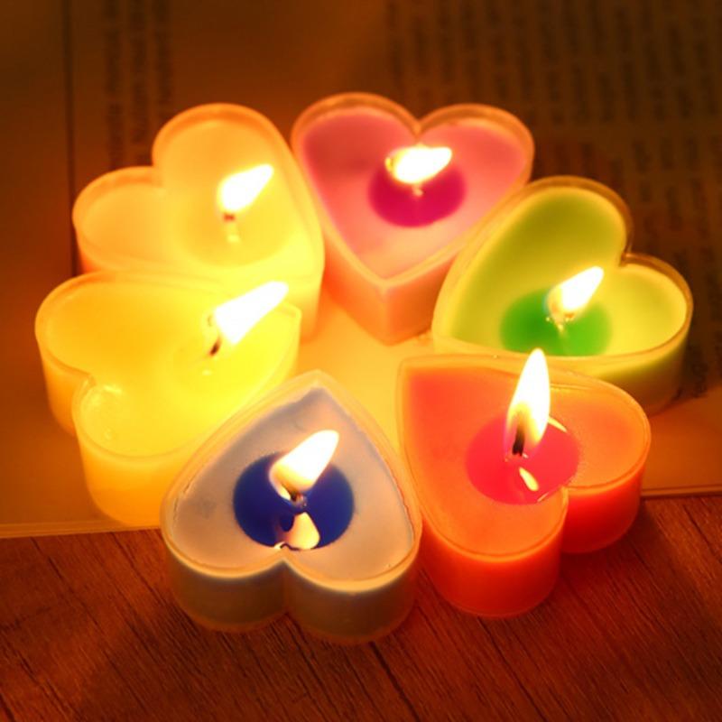 9Pcs/Set Creative Plastic Heart Shaped Candle Romantic Birthday Candle Love Lover Candle Dinner Proposal Scene Candle Wholesale