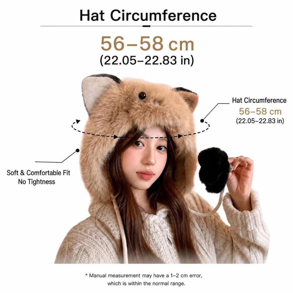 Ear Protection Flap Plush Earflap Hat Cat Ear Windproof Winter Cap Kawaii Winter Hat  Women