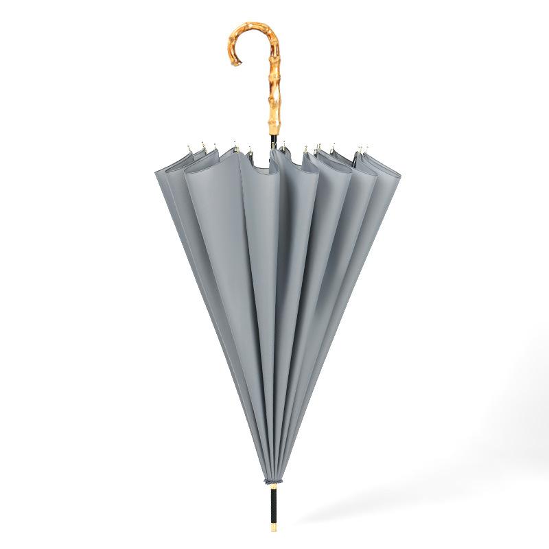 Creative Bamboo 16 Bone Straight Rod Umbrella Plain Long Handle Umbrella Bamboo Handle Umbrella Plus Umbrella