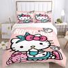 3pcs Pink Kettle With Hello Kitty Design Pattern Bedding Three-Piece Set (1 Cover + 2 Pillowcases, No Fillings),  Soft and Comfortable W072