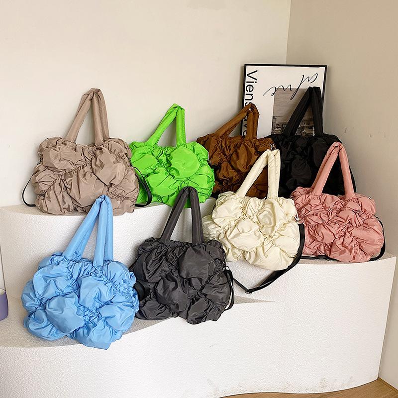 2024 New Bubble Down Cotton Bag Female Pleated Nylon Shoulder Crossbody Bag For Women Large Capacity Fashion Armpit Bags