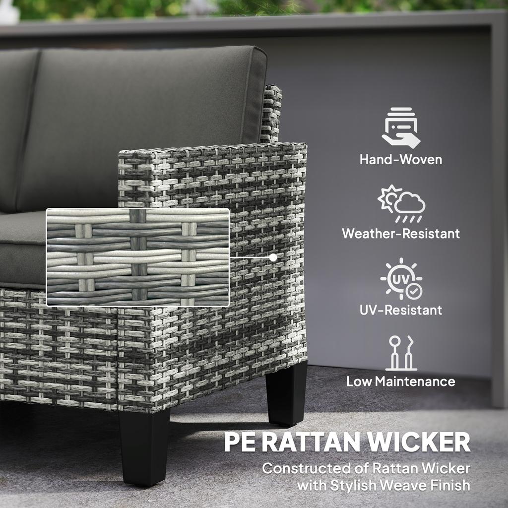 Two-Seater Rattan Outdoor Sofa - Light Grey