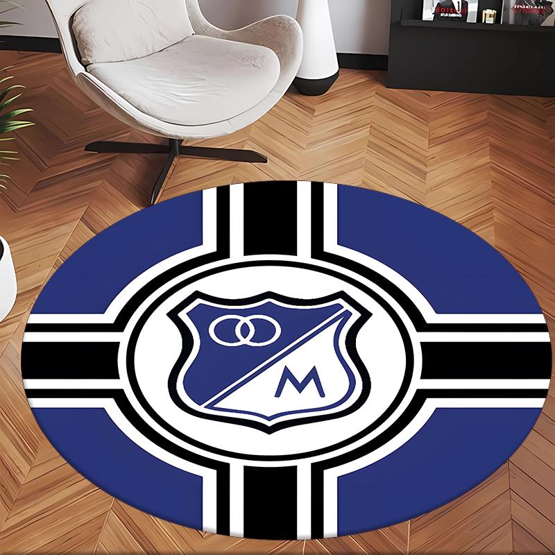 Millonarios Fc (1) Round Office Rug Decorative Floor Rug for Office Bedroom Living Room and Home Space