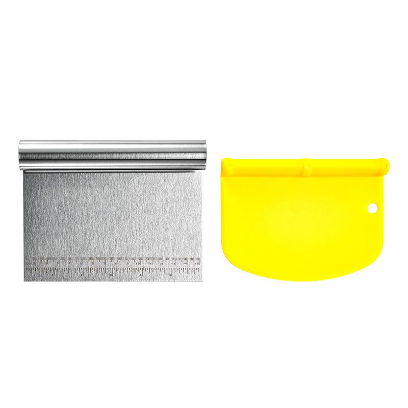 Dough Scraper With Measuring Scale Multipurpose Stainless Steel Cake Pizza Cutter Practical Kitchen Baking Tools