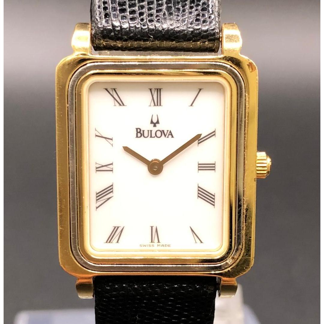 Used [MAST-9]  Bulova  153 053  Gold combination rectan watch