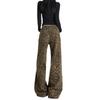 Amerikanischer Trend Leopardenmuster lässige Weitbeinjeans Damen Frühling und Herbst Modedesign lockere Mopping-Jeans