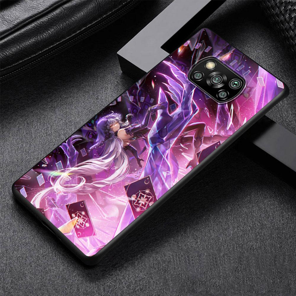 Black Swan Star Rail Sparkle Case for Xiaomi Poco M5s X3 NFC X5 F3 M4 M3 Pro Black Silicone Soft Phone Cover Coque