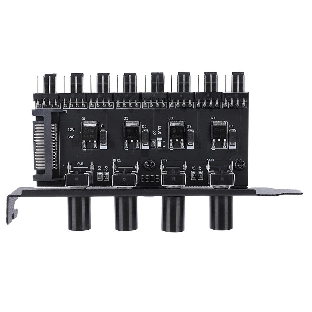 PC Chassis Fan Hub SATA/4 Pin Adapter 8 Channel CPU Cooling Fan HUB 4 Knob PC Case Cooling Fan Hub for CPU Chassis