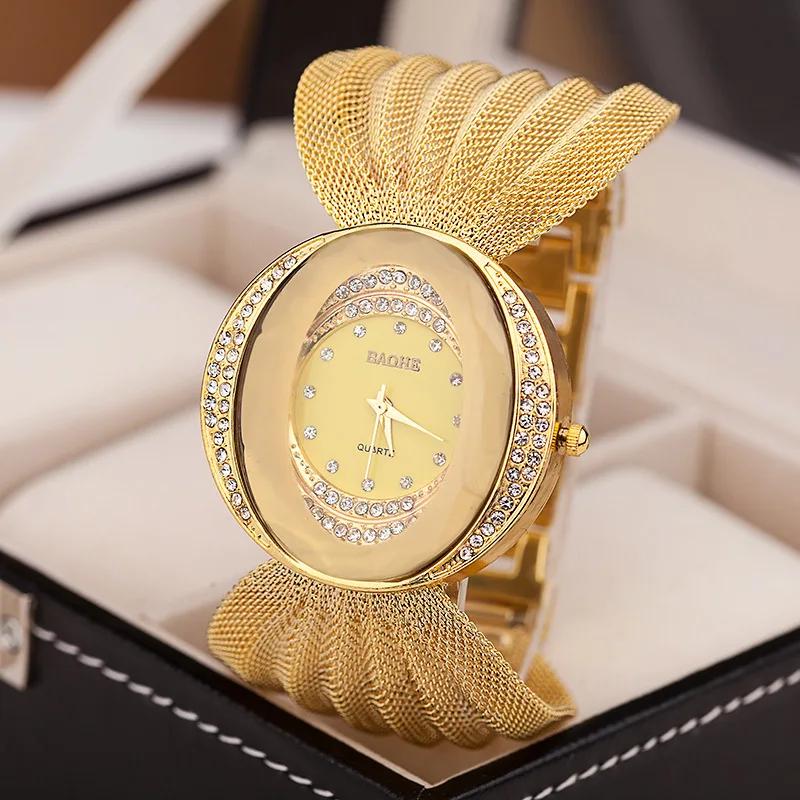 Luxus Damen Armbanduhr Damen Mode Quarz Armbanduhren Frau Gold Strass Uhren Freizeit Analog Armbanduhr Montre Femme