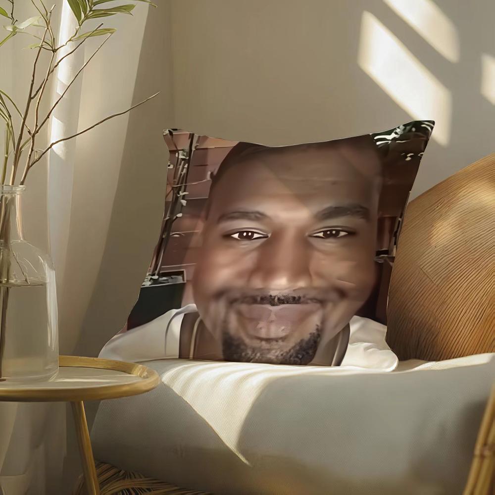 Man Funny Funny K-Kanyes W-Wests Pillow Case Double-Sided Plush Sofa Cushion Covers Organic Breathable Invisible Zipper
