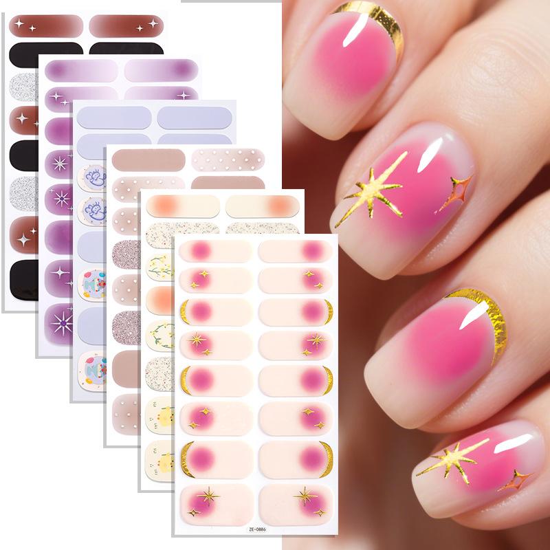 Gradient Glitter French Manicure Film Nail Stickers 3D Hot-selling Nail Stickers
