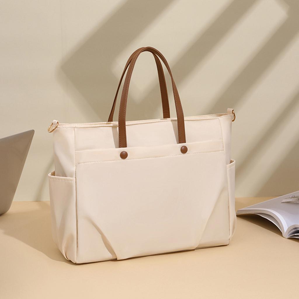 Women Waterproof Laptop Bag Large Capacity Versatile Briefcase Solid Color Leisure Sling Bag Business Meeting Travel Handbag